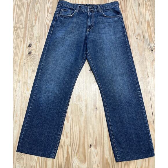 Calvin Klein Men’S Relaxed Straight Easy Fit Dark Wash Blue Jeans Size 34x29 - Picture 1 of 5